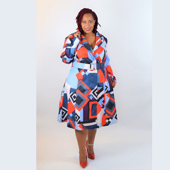 Double Breasted Printed Trench Coat (Plus Size) NWT - Picture 1 of 1